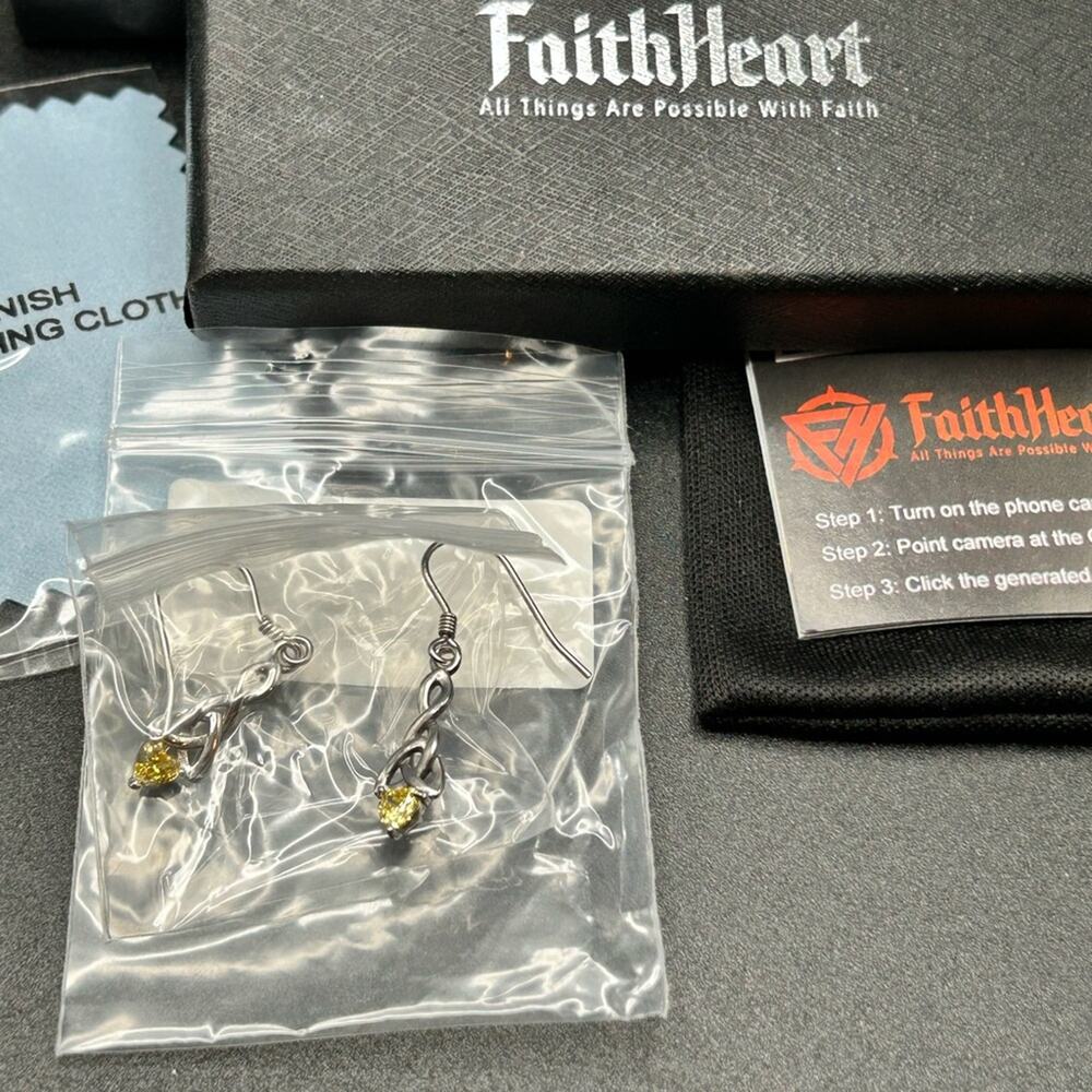 Faith Heart Earrings New in Package! Celtic pattern twist heart Crystal